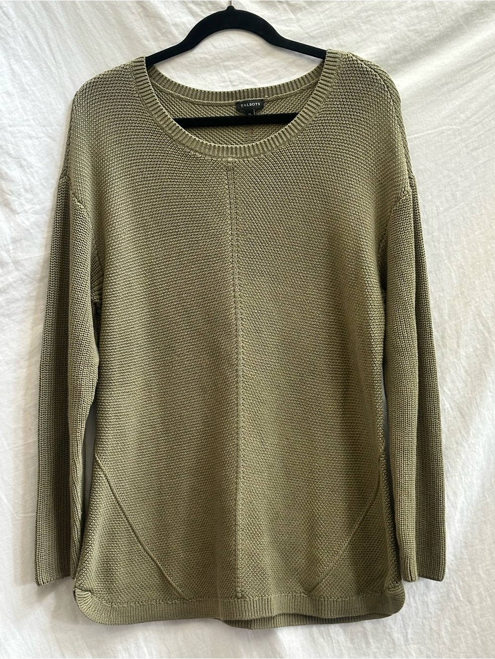 Talbots Olive Green Textured Knit Crewneck Sweater - Size XL - VGUC